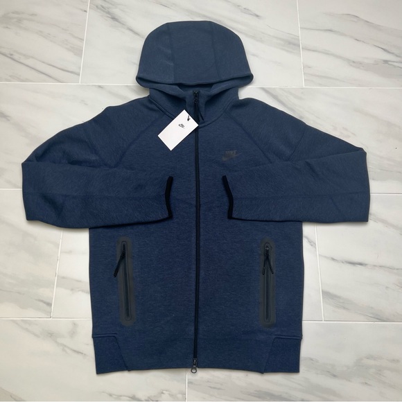 Nike Men's Tech Fleece 'Navy' Windrunner Full Zip Hoodie FB7921-473 Multi-Size - Picture 2 of 10